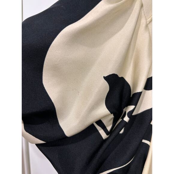 Badgley Mischka Abstract Floral Silk Pintuck Poof Sleeve Dress Sz S Artsy Y2K - Picture 6 of 7